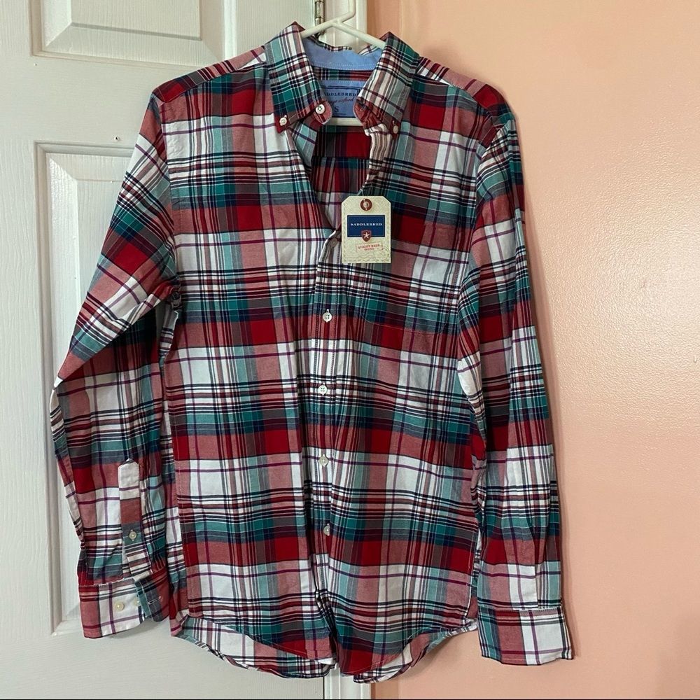 Men’s Small Saddlebred Vintage Oxford Plaid Long Sleeve